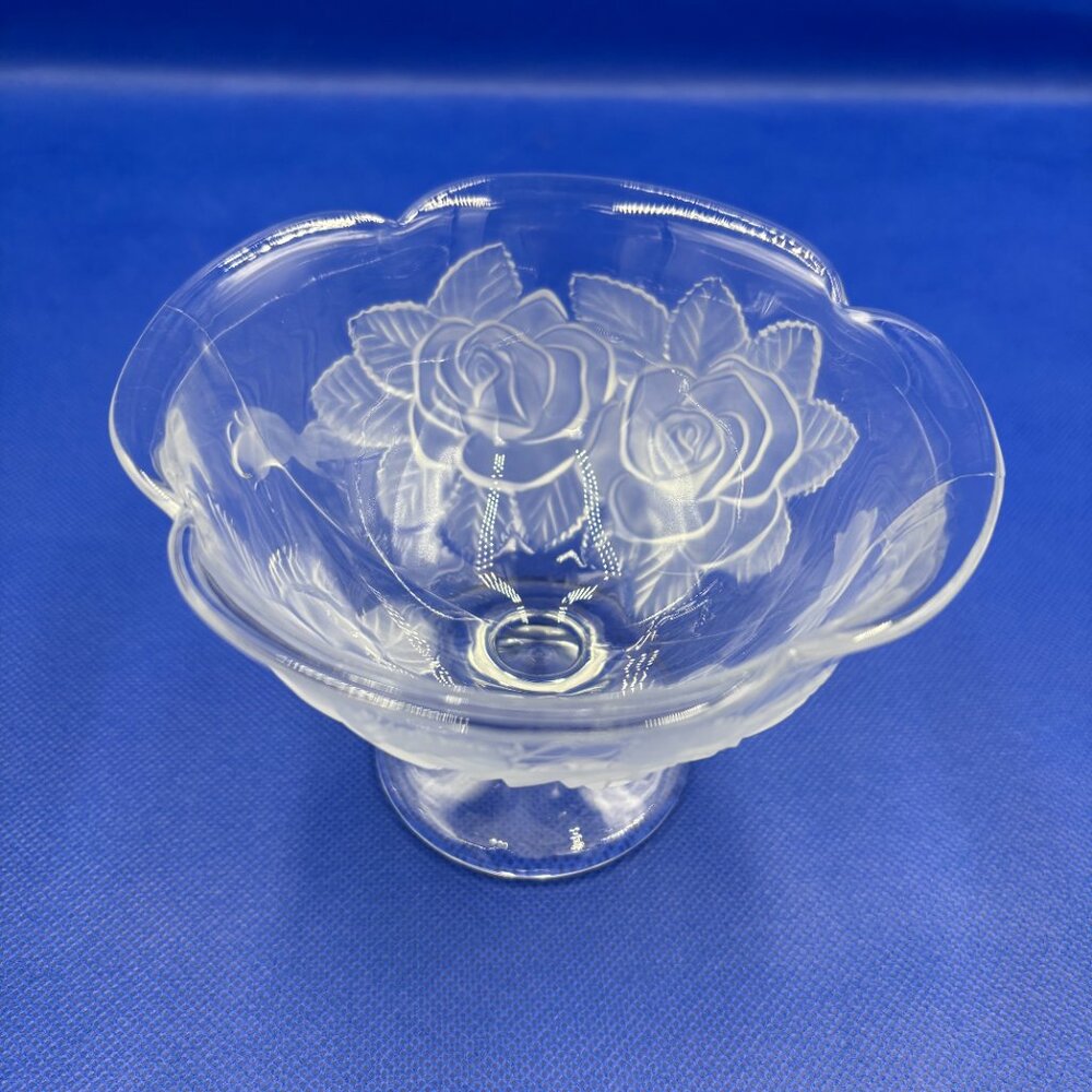 Vintage Mikasa Winter Rose Frosted Crystal‎ Pedestal Bowls, Set of 3 - Picture 2 of 9